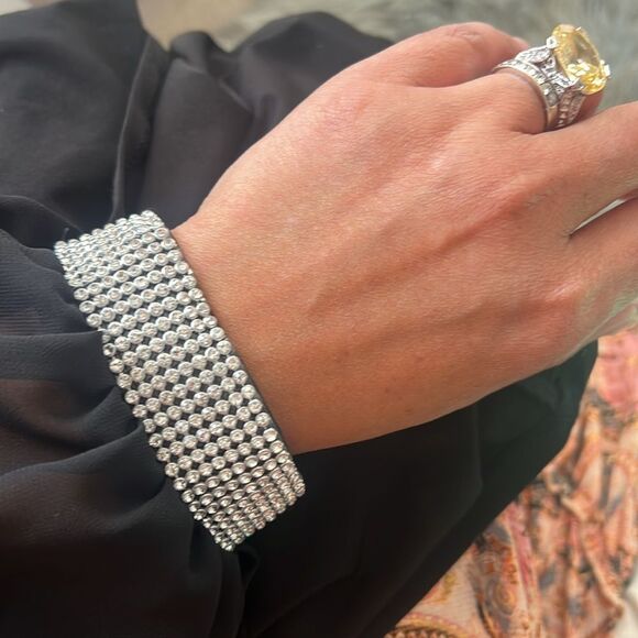 MSK BLK women’s Cut-Out Shoulders, Rhinestone Cuff, sheer sleeve Dress; Size 16 - Picture 9 of 9